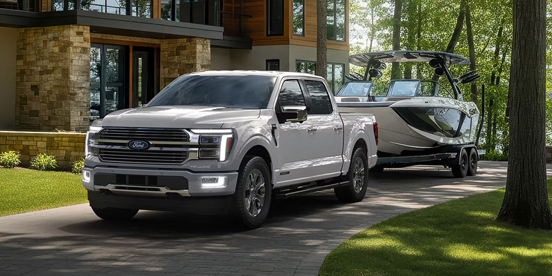 2026 Ford F-150 parked in front of the house in it's front profile