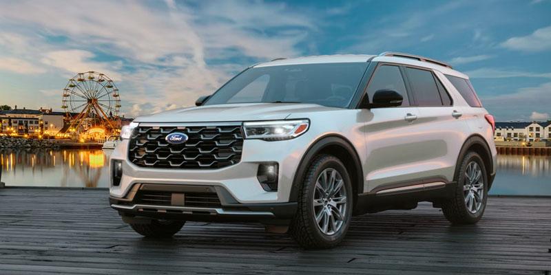 2026 Ford Explorer parked in front of sea side